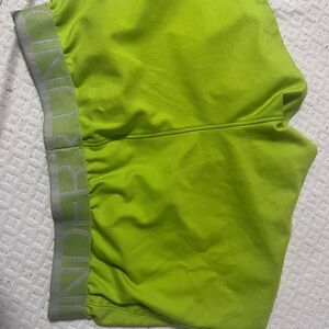 Under Armour Bright Lime Athletic Shorts with Silver Waistband